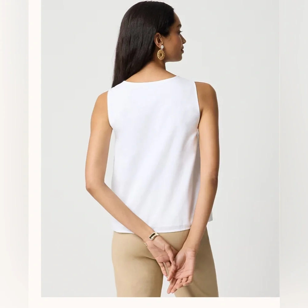 J. Crew White Sleeveless Linen-blend button-front shell SZ XL casual preppy NWT - Picture 4 of 12